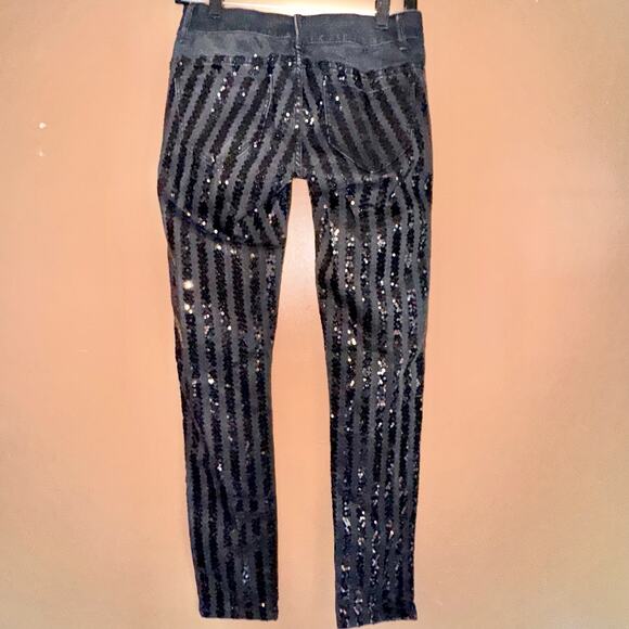 Victoria's Secret Siren Women's Black Sequin Skinny Jeans Size 4 - Picture 4 of 11